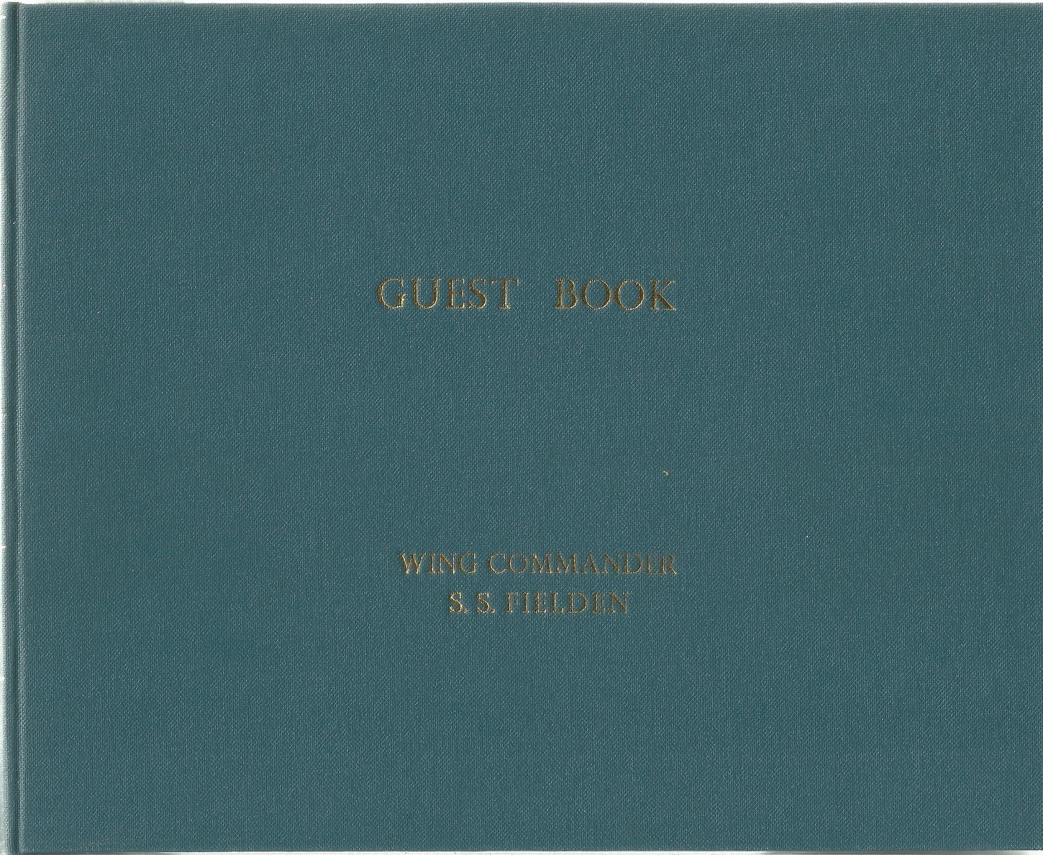 WW2 Wing Commander S S Fielden Personal Guest/Autograph Book. Wrapped in green cloth, with gold