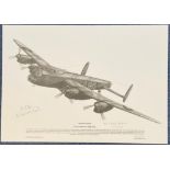 WW2 Wg Cmdr Johnny Johnson and one other Signed Brian Fare pencil drawn Print Titled Operation