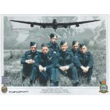WW2 Johnny Johnson DFM hand signed RAF Colour Montage photo. Photo shows 6 members of Dambusters 617