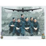 WW2 Sgt George L Johnson DFM RAF Colour Montage photo. Photo shows 6 members of Dambusters 617