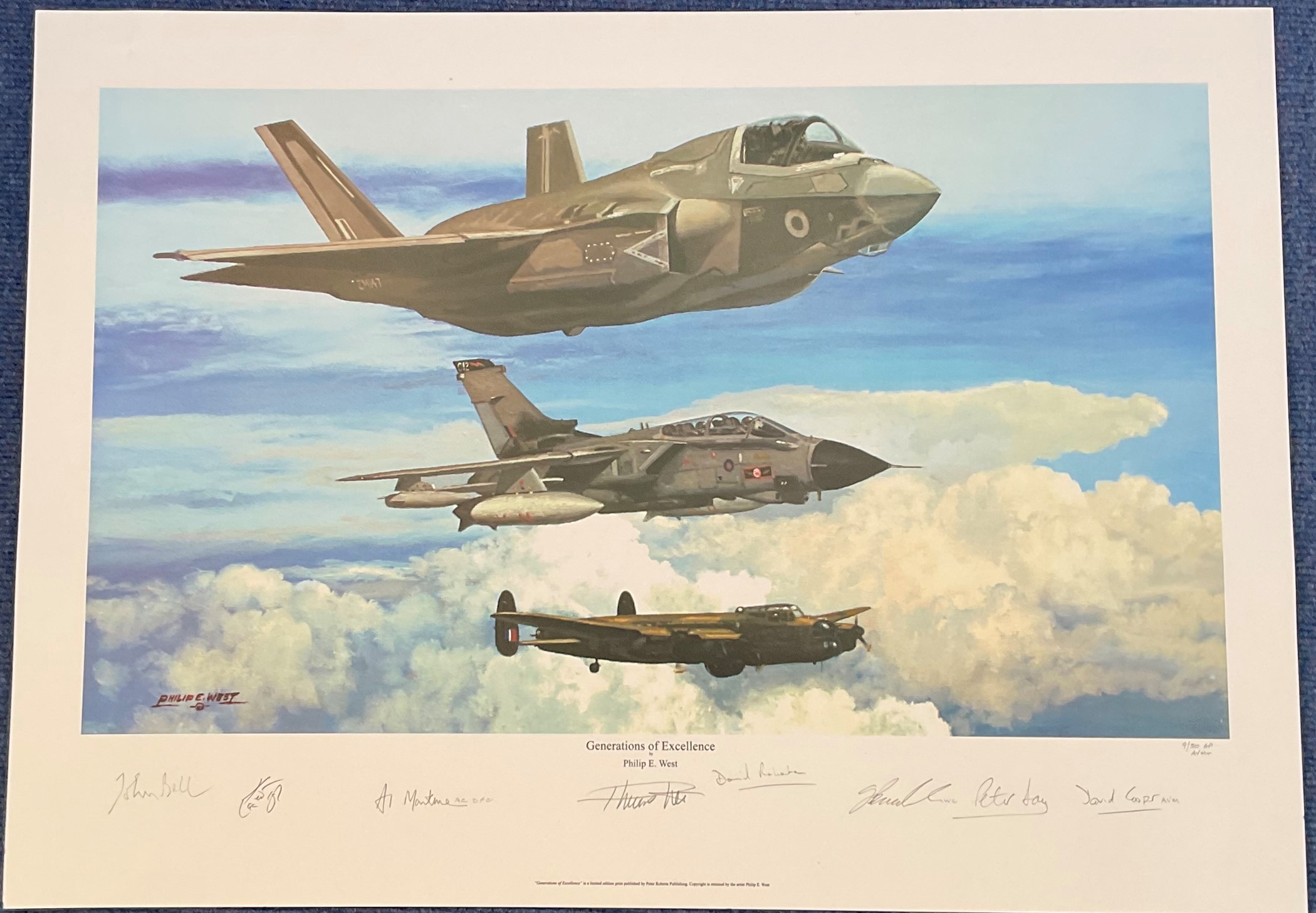 RAF Multi Signed print 19x25. titled Generations of Excellence by the artist Philip E West.