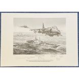 Richard Taylor Pencil Drawn Print Multi Signed by Harrier Fighter Pilots from Falklands War Print