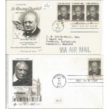 WW2 Collection of 2 Sir Winston Churchill FDCs Unsigned with stamps dated May 13th 1965. Est.