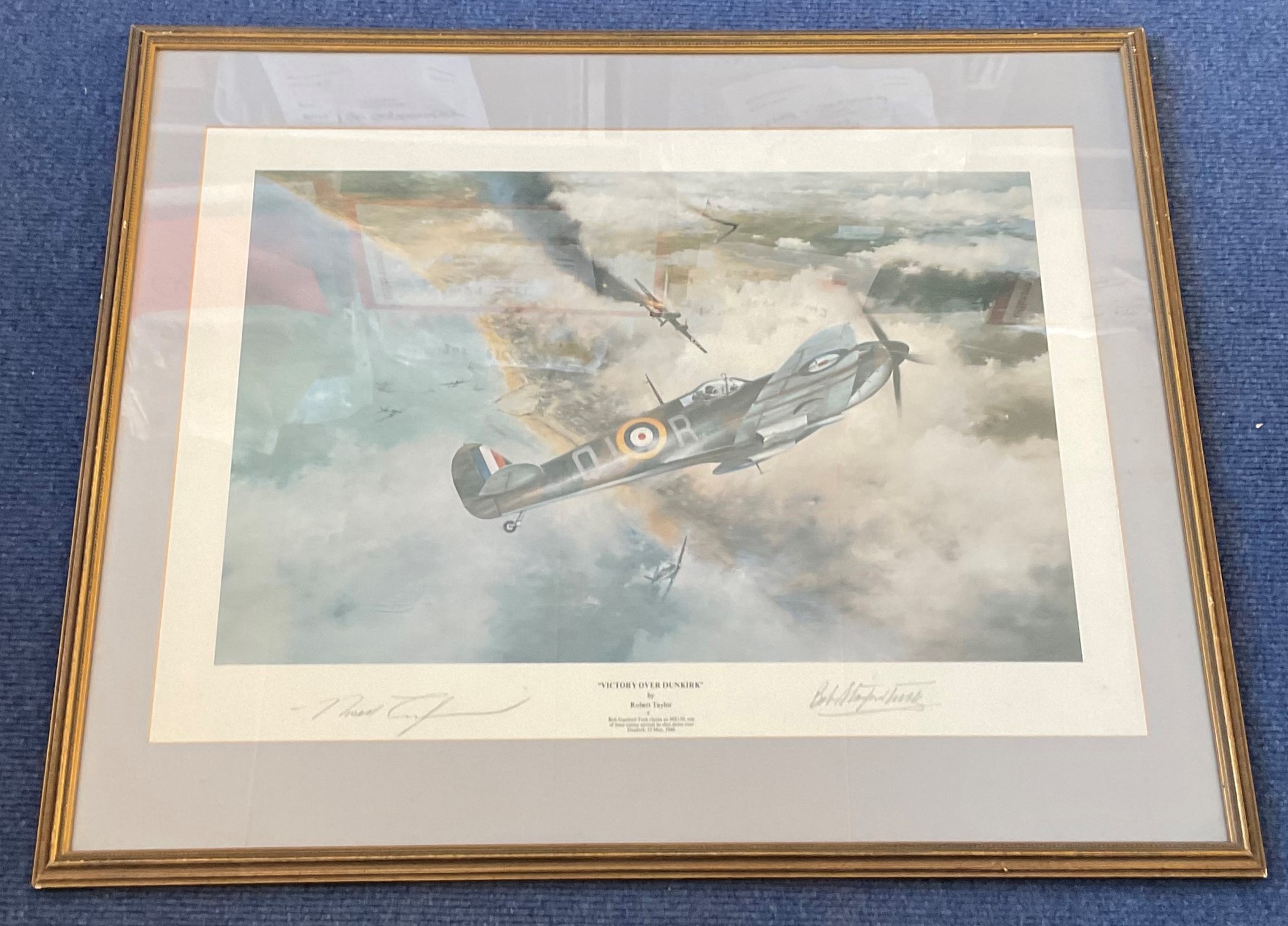 Robert Stanford Tuck Signed Robert Taylor Print. Titled Victory Over Dunkirk. Also signed by the