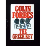 The Greek Key hardback book by Colin Forbes, signed by author, dedicated to Robert Holness.