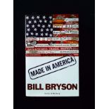 Made In America hardback book by Bill Bryson, signed dedication to Bob Holness. Published 1994