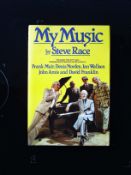 My Music hardback book by Steve Race, signed by author, dedicated to Bob. Published 1979 Robson