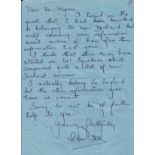 WW2 Squadron Leader C R Hill DFC Handsigned, Handwritten Letter, Undated Letter states that Hill was