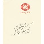 Norman Tebbitt signature on House of Lords notepaper British life peer A member of the