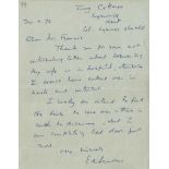 WW2 Private Edmund Saunders WW2 Observer on the Big Night Handsigned, Handwritten Letter, Dated 20 x