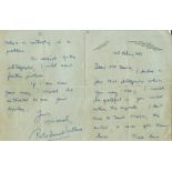 WW2 P/O P I Howard-Williams Battle of Britain Pilot Handsigned, Handwritten Letter, Dated 10th