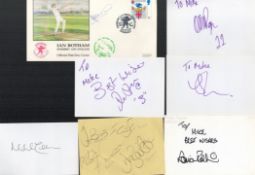 Cricket Collection a mixture of signed white cards, photos and a FDC of Ian Botham with his