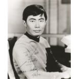 George Takei signed 10x8 black and white photo from Star Trek Dedicated. Good condition. All