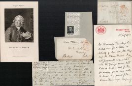 Collection of Ephemera signed Victorian letters Queen Anne Bullen and Archibald Bower. Good