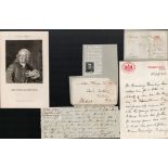 Collection of Ephemera signed Victorian letters Queen Anne Bullen and Archibald Bower. Good