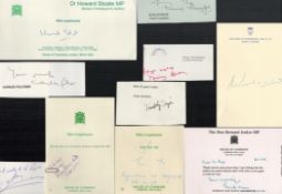 Collections of MP autographs on official Parliament paper Signed by the likes of: Tim Yeo MP, Ken