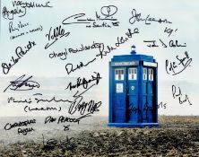 Dr Who multi signed 16x12 inch colour photo includes over 20 signatures includes John Leeson,