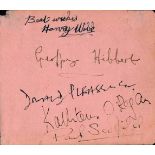 Screen Legends multi signed album page incudes Donald Pleasance, Paul Scofield, Geoffrey Hibbert and