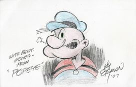 Hy Eisman signed original Popeye artwork inscribed with Best Wishes from Popeye. Hy Eisman born