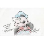 Hy Eisman signed original Popeye artwork inscribed with Best Wishes from Popeye. Hy Eisman born