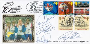 Athletics 1992 Olympic Games multi signed Commemorative FDC signatures include relay heroes Kriss