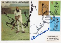 Cricket 100 Years of English County Cricket Official TCCB Cover signed by 4 Hampshire greats Mark