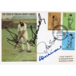 Cricket 100 Years of English County Cricket Official TCCB Cover signed by 4 Hampshire greats Mark