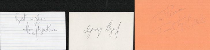 James Bond Collection 3 signed album pages includes George Lazenby, Honor Blackman and Timothy