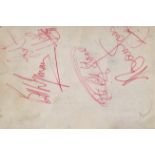 Rolling Stones Brian Jones, Bill Wyman and Charlie Watts signed back of 1965 Concert Ticket, some