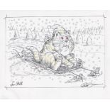 Peter Firmin signed Bagpuss 10x8 inch artwork dedicated for Bill. Peter Arthur Firmin 11 December