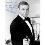 Sean Connery signed 10x8 black and white photo inscribed My very best wishes for your 10th year