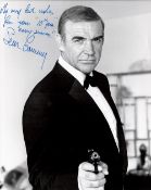 Sean Connery signed 10x8 black and white photo inscribed My very best wishes for your 10th year