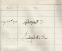 George VI and Elizabeth the Queen Mother autographs dated August 8th, 1940, taken from a visitors