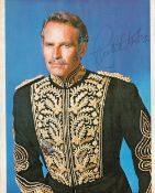 Charlton Heston signed 10x8 inch Khartoum colour magazine photo. Charlton Heston born John Charles