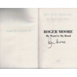 Roger Moore signed paperback book titled My Word is My Bond signature on the inside title page. Good