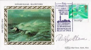 Sir Peter Maxwell signed Benham Edward Elgar Sea Pictures FDC includes rare music scale drawn on