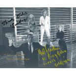 Goldfinger Shirley Eaton, Honor Blackman and Tania Mallet multi signed 10x8 black and white photo.