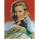 Honor Blackman signed Goldfinger 10x8 colour photo.