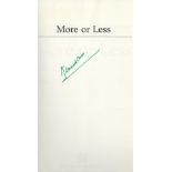 Kenneth More signed hardback book titled More or Less signature on the inside title page.