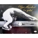 Olympics, Olga Korbut signed and inscribed 12x16 black and white photograph.