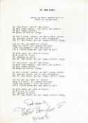 William Warfield signed and dated Lyrics Sheet, from the song 'Ol Man River'. Dated 28/2/1991.