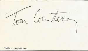 Tom Courtney signed to clear back of Tiberio Restaurant 4 x 3 inch contact card. From collection