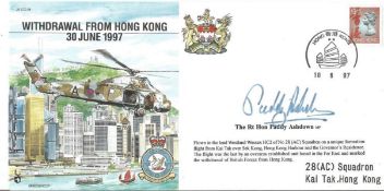 William Hague signed flown FDC commemorating the Queen Mothers Century Year, 2000 with postmark