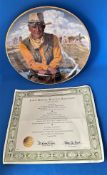 John Wayne, Rugged Horseman collector porcelain plate. This beautiful plate bears the original