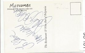Jilly Johnson signed and dedicated postcard. This signature is featured on the reverse of a Motcombs