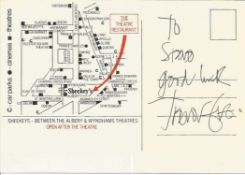 Trevor Eve signed and dedicated postcard, inscribed To Steve, good luck. This dedicated signature