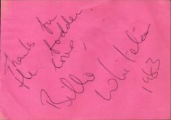 Billie Whitelaw signed page, approximately 6x4, signed in 1983. This autograph was obtained at a
