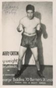 Boxing Harry Orton signed 6x4 black and white vintage photo. Harry Orton (Leicester) was a