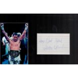 Boxing, Hector Camacho signature piece featuring a colour photo and a signed card well-presented and