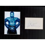 Boxing, Pinklon Thomas signature piece featuring a black and white photo and a signed card, well